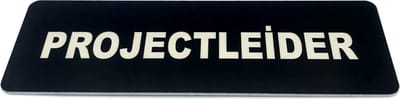 Deurbordje met tekst Projectleider - 150 x 50 mm (incl. dubbelzijdige tape) - zwart / wit | Geborstelde RVS-look toplaag | Gratis Verzending