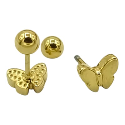 Kleine vlinder oorknopjes - Premium gold-plated staal - Goudkleurig - 7 x 6 mm