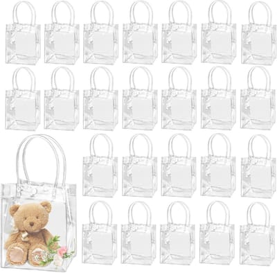 25 Transparante Cadeauzakjes PVC met Handvatten Herbruikbaar 23x17x7 cm