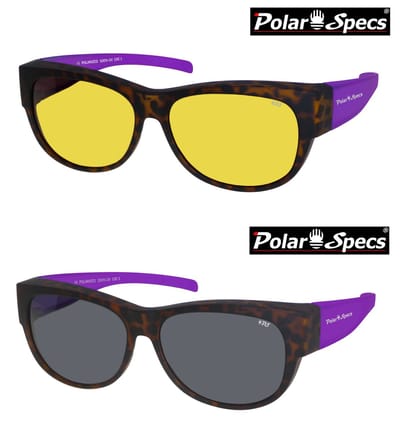Combinatievoordeel Polar Specs® Overzet Nachtbril + Overzet Zonnebril PS5097 – Mat Havana Paars – Polariserend – Medium – Dames