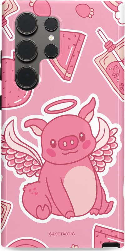 Casetastic Hoesje Geschikt voor Samsung S24 Ultra - Stijlvolle Beschermende Duo-layer Case - Varken vleugels