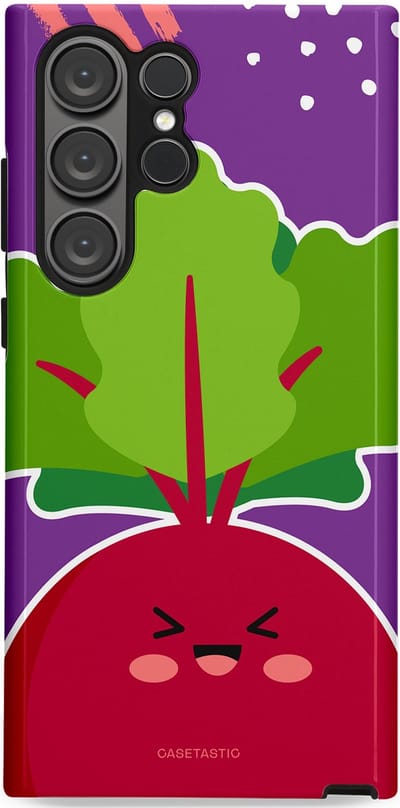 Casetastic Hoesje Geschikt voor Samsung S23 Ultra - Stijlvolle Beschermende Duo-layer Case - Kawaii Groenten Look