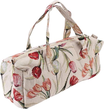 Candala BreiTas Breinaalden Opbergtas Tote Organizer Sweater Geweven Organizer Bag voor Breinaalden en Andere Accessoires (rozen jacquard)