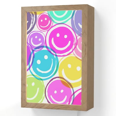 Wandlamp 20x30 cm - Oplaadbaar - Smileys - Kleurrijk - Neon - Wandlampen binnen woonkamer - Slaapkamer lamp met kabel - Decoratieve nachtlamp - Vloerlamp snoer
