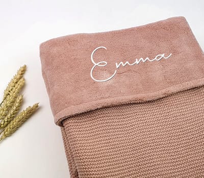 Babydeken - met naam - meisje - EMMA - Oudroze - Jollein ledikantdeken - Wiegdeken - Babydeken - Jollein - deken - Ledikant deken