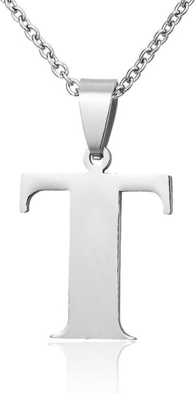 Montebello Ketting Letter T - Unisex - 316L Staal - 18 x 30 mm - 50 cm