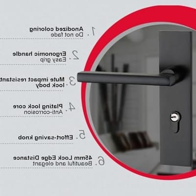 Zwarte Deurslot van Ruimte Aluminium voor Slaapkamer - Veiligheidsdeurslot met Sleutels en Schroeven
