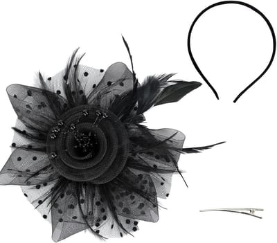 Elegante Bloemen Fascinator Haarband met Veren voor Bruiloft of Feest