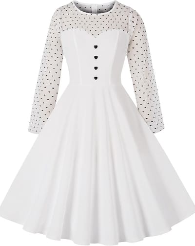 Dames Vintage A-lijn Jurk Jaren 50 Stijl Hartpatroon Zomerfeestjurk