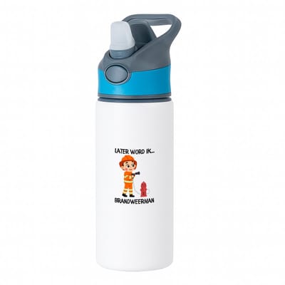 Hacebo® - Later word ik brandweerman waterfles met rietje blauw - Brandweer - Brandweermannen - Hulpverlener - cadeau voor een brandweerman - firefighter - water fles - 650ML