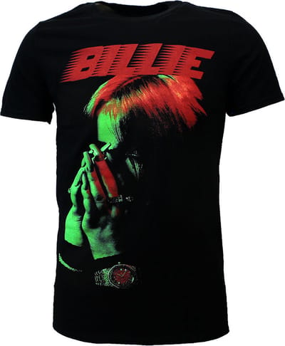 Billie Eilish Hands Face Neon T-Shirt - Officiële Merchandise - L