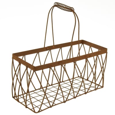 Draadmand, metaal, roestlook, 28x13,5x14cm, 2 stuks, 2 Stück