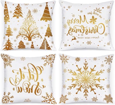 Decoratieve Kussenslopen voor Kerstmis 50x50cm - Set van 4 Grijze Sneeuwvlok Kussens voor Woonkamer, Slaapkamer en Feestelijke Decoratie