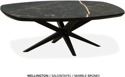 Maxfurn - Deens ovale salontafel met verjongde rand | Zeer krasvast | Kleur: Marble bromo