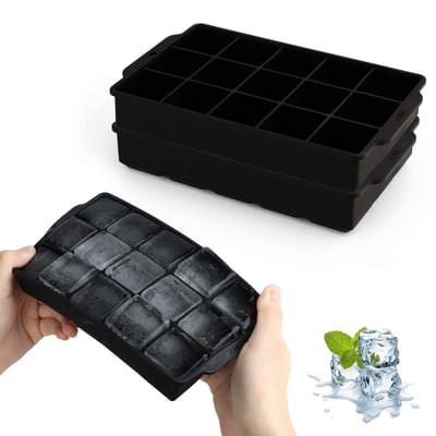Dailygoods- IJsblokjesvorm met deksel - 2-delig siliconen - 30 grote ijsblokjes - 3,5 cm - voor cocktails/wijn/fruitpuree - veelzijdig gebruik - Ijsvorm