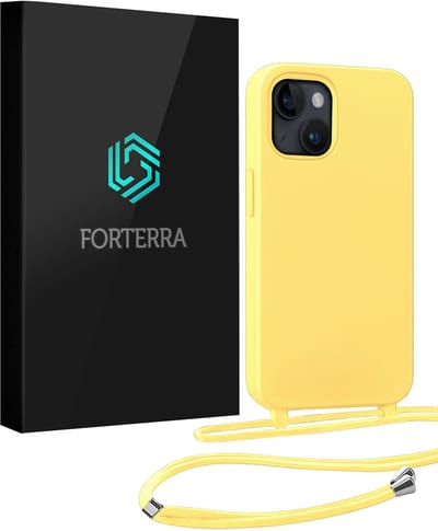 Hoesje Geschikt voor iPhone 13 Mini Case Siliconen Hoes Met Koord - Hoes Geschikt voor iPhone 13 Mini Met Telefoonkoord Hoesje Backcover - Geel