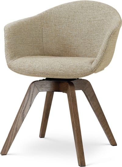 Nolon Noor-Otis draaibare Eetkamerstoel taupe melange - walnoot houten onderstel - comfortabel - stoffen - japandi
