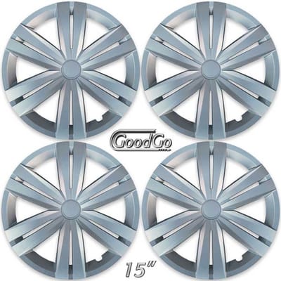 GoodGo Wieldoppen set USHI-S 15 inch in zilver. Set a 4 stuks (CONTROLEER UW BANDENMAAT en lees a.u.b. de onderstaande, uitgebreide tekst!)
