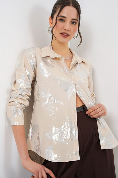 Oversized gestreepte blouse met knopen
