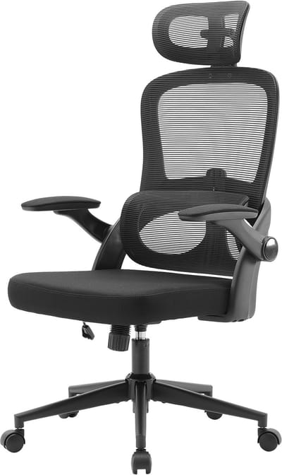 SIHOO M102 Ergonomische Bureaustoel - Verstelbare Hoogte & Lendensteun - Inklapbare Armleuningen - Breed Zitkussen - BIFMA Gecertificeerd - Kantoor/Thuis/Gaming - Zwart