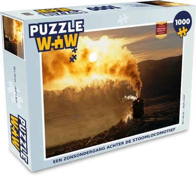 Puzzel Een zonsondergang achter de stoomlocomotief - Legpuzzel - Puzzel 1000 stukjes volwassenen