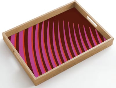 Dienblad hout 50x35 cm - Schootdienblad - Lijnen - Rood - Beweging - Borrelplank rechthoek - Plateau dienbladen