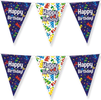 Paperdreams Vlaggenlijn - 2x - Happy birthday/verjaardags feest - 10m