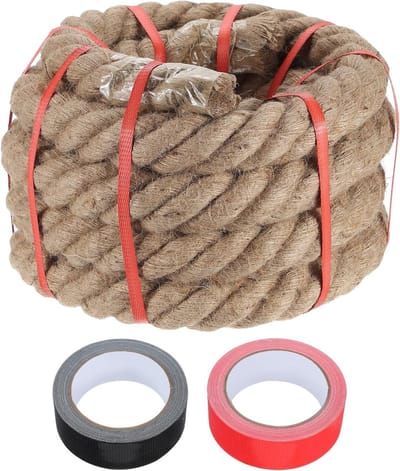 Natuurlijk jute touw, 5 cm x 50 m, zwaar gevlochten, ideaal voor kunsthandwerk, decoratie en tuinprojecten