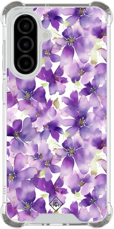 Casimoda® hoesje - Geschikt voor Samsung Galaxy A56 - Floral Violet - Shockproof case - Extra sterk - TPU/polycarbonaat - Paars, Transparant