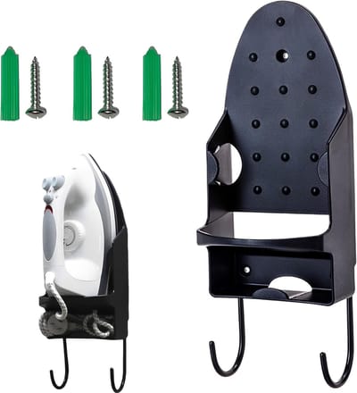Strijkijzer accessoire - Strijkplanksupport, strijkhangertje, wandmount strijkplanksupport, strijkplankopbergorganisator voor waskamer, hotel, huis, zwart