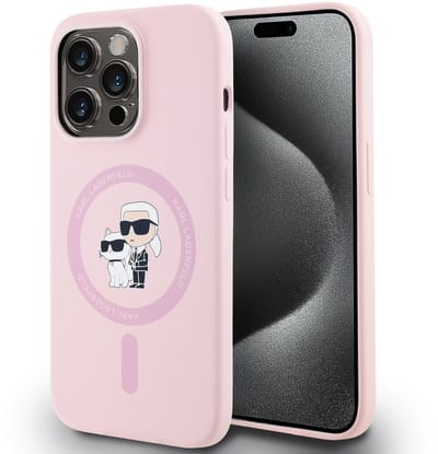 Karl Lagerfeld Silicone Karl&Choupette - iPhone 14 Pro Max Hoes - MagSafe - Roze - Elegante Bescherming
