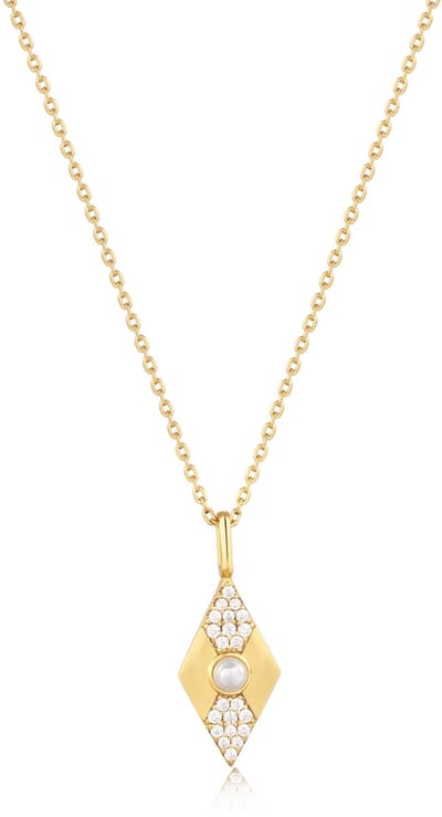 Ania Haie AH N054-03G Modern Muse Dames Ketting - Collier - Sieraad - Ketting met hanger - Zilver - Goudkleurig - 925 Zilver - Parel - Anker