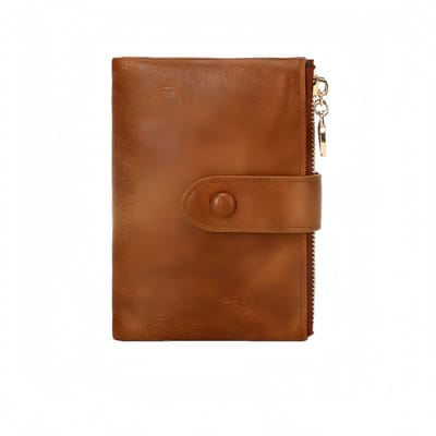 Drievoudig opvouwbare korte portemonnee - Eenvoudig - Dubbele ritssluiting - Multifunctionele portemonnee - 13*3*9 cm - Bruin - 1 stuk