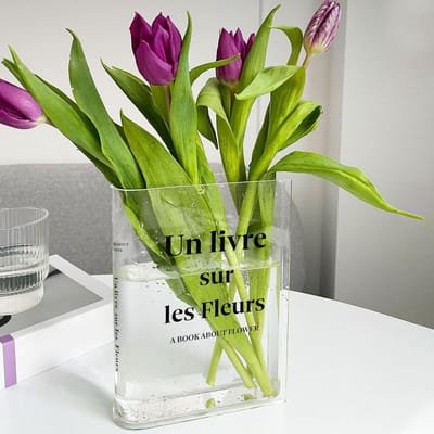 Transparante boekenvaas voor bloemen en decoratie