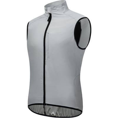Gilet de cyclisme réfléchissant avec poche poitrine, gilet coupe-vent pour course à pied, randonnée, vélo, noir, taille UE S EU Size XL gris
