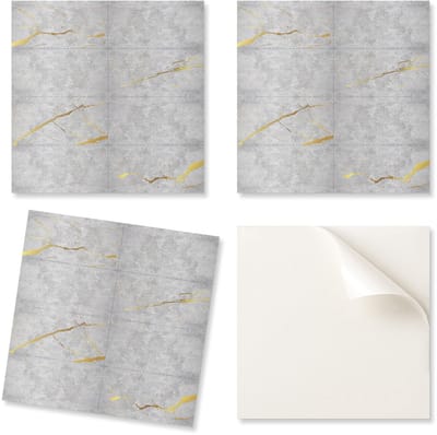 Set PVC-tegels met patroon, zelfklevend, voor de slaapkamer, elegant marmerpatroon, 20x20x20 cm