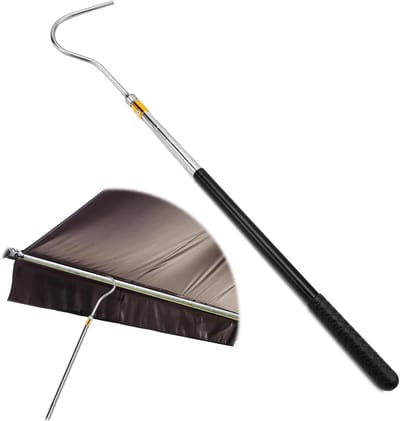 Telescoopstang met haak - Trekhaak stang - Luifel openen - Verstelbare lengte - 42-150 cm - Zwart zilver