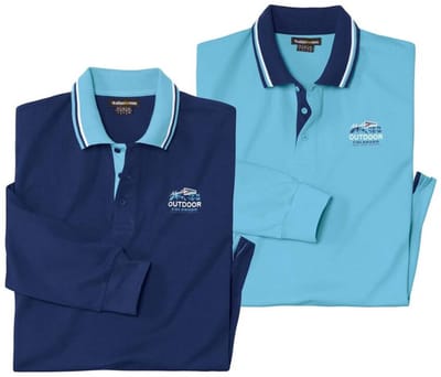 ATLAS FOR MEN - Set van 2 outdoor polo’s - Heren - Verkrijgbaar in grote maten - L