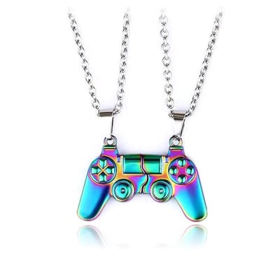Bixorp Friends BFF Ketting voor 2 met Controller Regenboog - Magnetische Vriendschapsketting - Twee Helften - Voor Meisjes - Best Friends Ketting Vriendschap Cadeau voor Twee