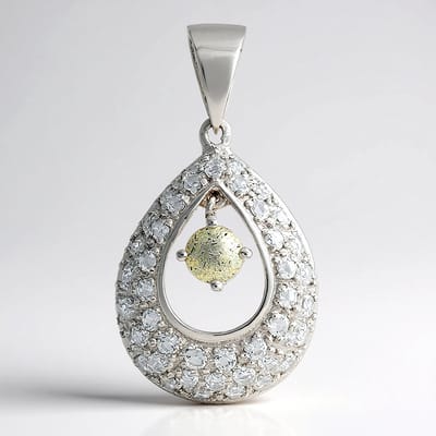Cavill - Zilveren Hanger - 925 Sterling Zilver - Spectroliet 0,41 ct Rond & 43 Pavé Witte Topaas 1,733 ct - Elegant Druppelvormig Sieraad