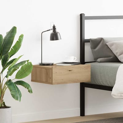 vidaXL - Nachtkastje - zwevend - 40x32x15 - cm - bewerkt - hout - artisanaal - eiken