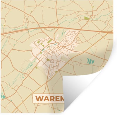 Muurstickers - Sticker Folie - Plattegrond - Stadskaart - Waremme - Kaart - België - 100x100 cm - Plakfolie - Muurstickers Kinderkamer - Zelfklevend Behang XXL - Zelfklevend behangpapier - Stickerfolie