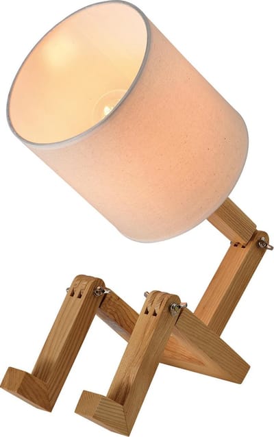 QUVIO Tafellamp Scandinavisch / Nachtlampje / Bedlamp / Bureaulamp / Lamp tafel / Verlichting / Leeslamp / Sfeerlamp / Slaapkamer lamp / Slaapkamer verlichting / Keukenverlichting / Keukenlamp / Eettafellamp - Mannetje hout en stof - Diameter 18 cm