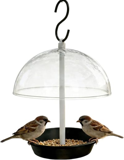 VHV - Vogelvoederhuisje - Vogelvoederstation - Vogelvoerbakje buiten - Grote capaciteit - Weerbestendig - Ophangbaar - Voor tuinvogels - Voor tuin en balkon - 15.5*15.5*24cm - Transparant