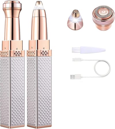 Wenkbrauwtrimmer en gezichtsscheerapparaat, 2-in-1 voor vrouwen, oplaadbare gezichts- en wenkbrauwhaarverwijderaar voor vrouwen, voor wenkbrauwen, neus, lippen, gezicht en lichaam