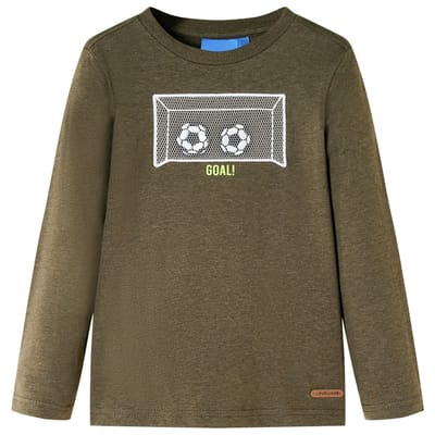 vidaXL - Kindershirt - met - lange - mouwen - 104 - gemêleerd - kakikleur