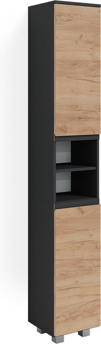 Vicco J-Shape Badkamerkast – 30 x 190 cm Grijs