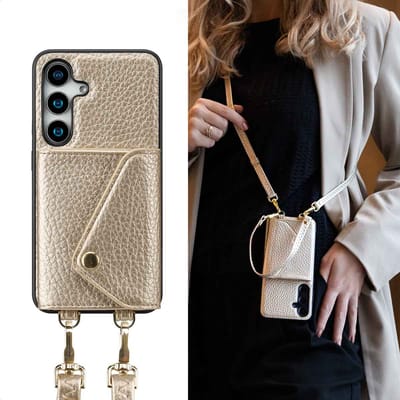 Selencia Hoesje - Geschikt voor Samsung Galaxy S24 / S25 - Sera Koordhoes met pashouder envelop - Champagne