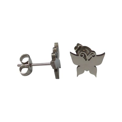 Aramat Jewels | Oorbellen | Vlinder oorstekers staal – zilverkleur 8x10mm dicht | | | |10mm | Staal | Kinderen, Volwassenen | Verkleurd niet