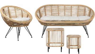 MARATEA/ CESENATICO - Loungeset 3-zits - Lichtbeige - Rotan
